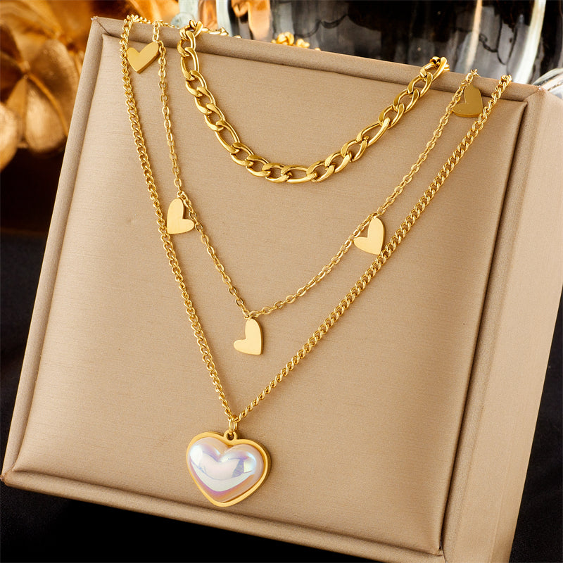 Golden Heartbeat Layered Necklace – 18K Gold Plated