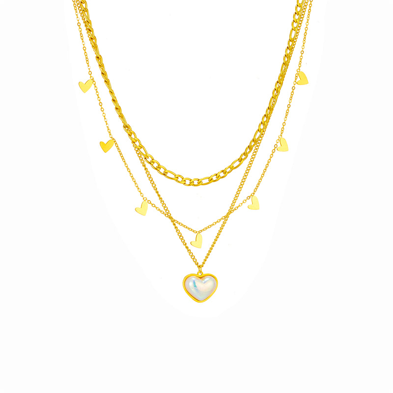 Golden Heartbeat Layered Necklace – 18K Gold Plated