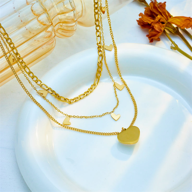 Golden Heartbeat Layered Necklace – 18K Gold Plated