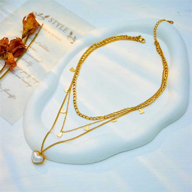 Golden Heartbeat Layered Necklace – 18K Gold Plated