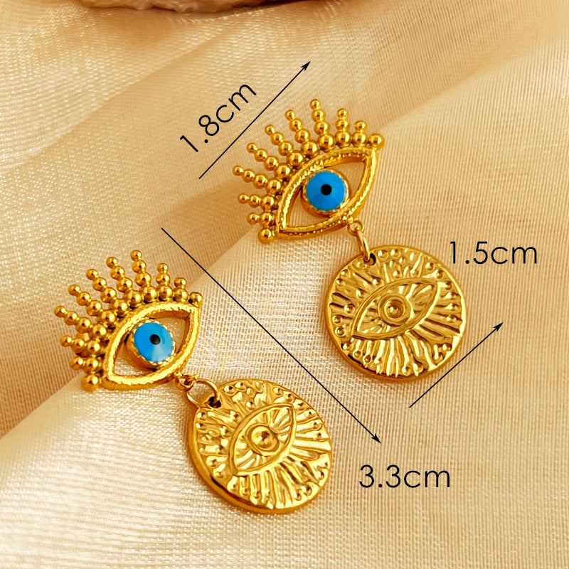 Mystical Gaze Drop Earrings – 18K Gold Plated