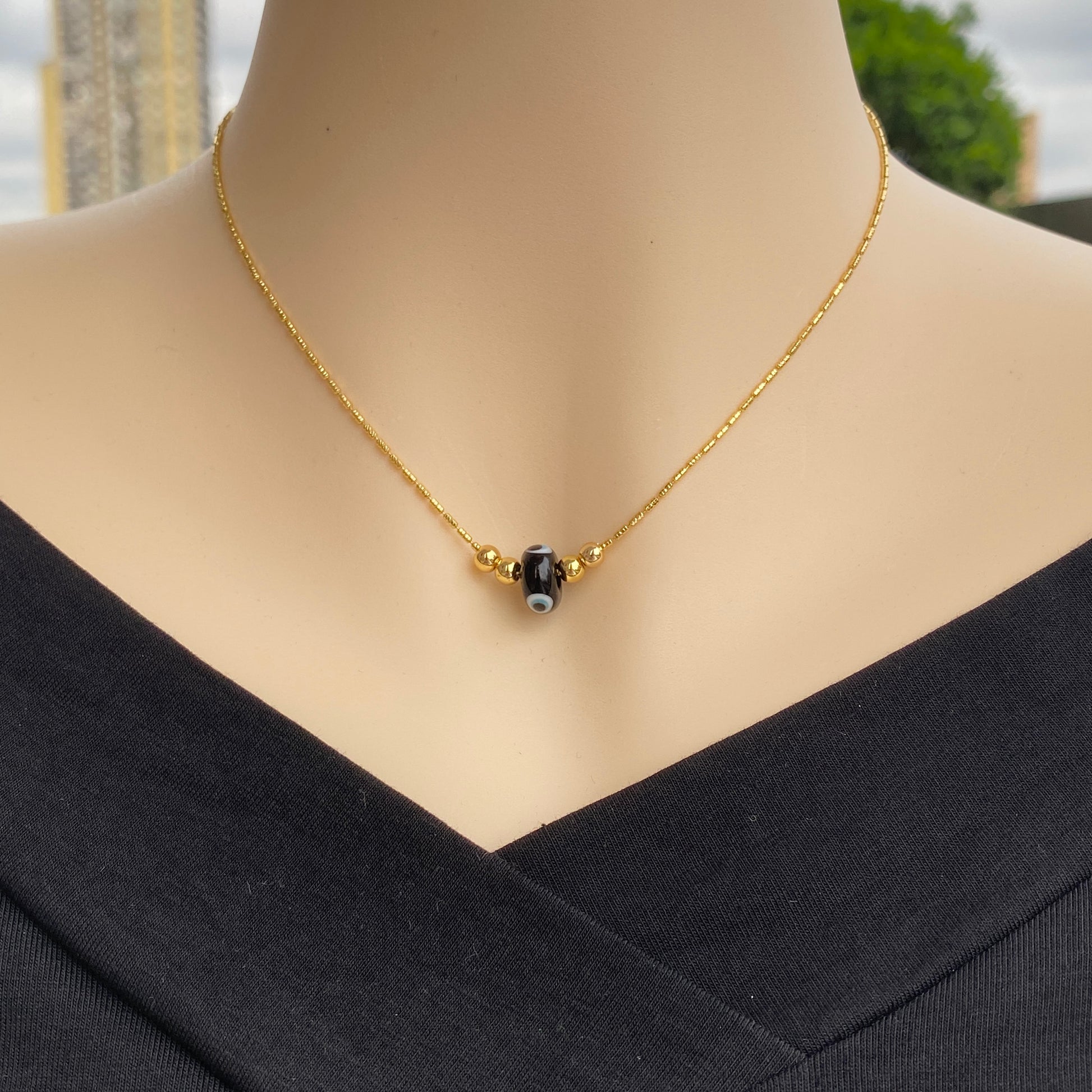 Triple Layer Evil Eye & Butterfly Charm Necklace Set – 18K Gold Plated