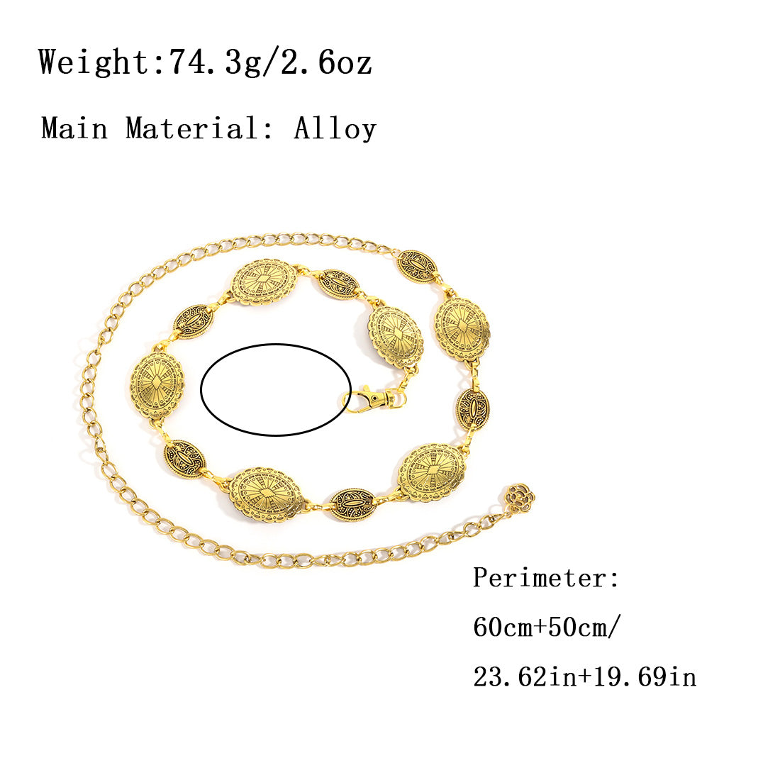 Retro Gold Waist Chain for Women
