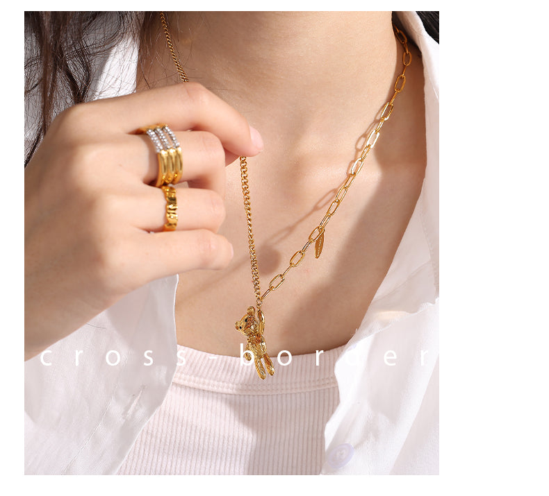 Gold Bear Pendant Necklace – 18K Gold Plated Stainless Steel i