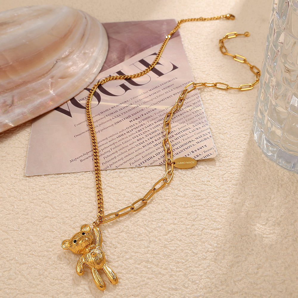 Gold Bear Pendant Necklace – 18K Gold Plated Stainless Steel i